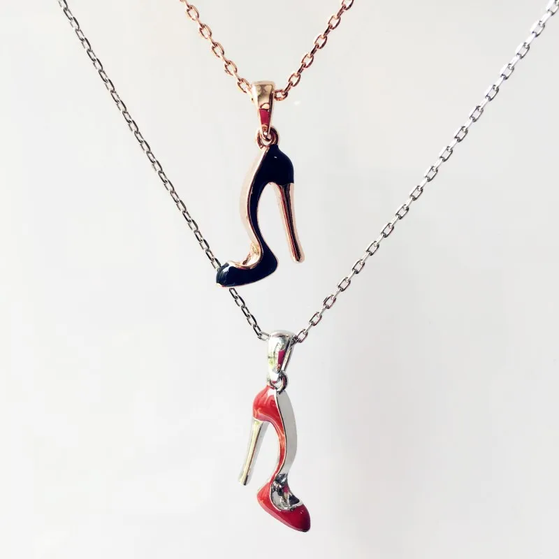 Элегантная обувь на каблуке кулон Цепочки и ожерелья для Для женщин модные белое золото розовое Цвет