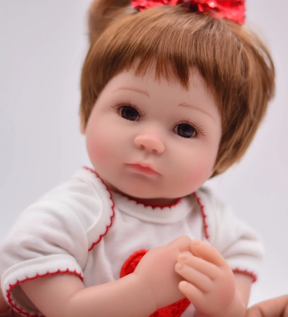 

NEW 40cm cotton body lifelike newborn Baby girl with love clothes Christmas gifts Silicone Reborn Baby dolls