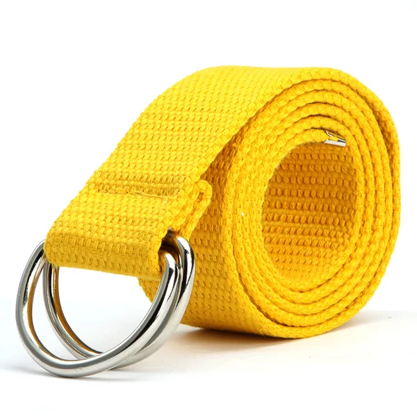 

Trendy Fashion Belt 10 Color Ladies Men's Canvas Double Ring Buckle Casual Wild Woven Belt