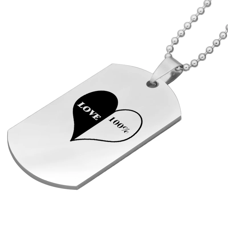 Ufine lover gift jewelry heart love 100% pendant army card stainless steel custom necklace N4565 | Украшения и аксессуары