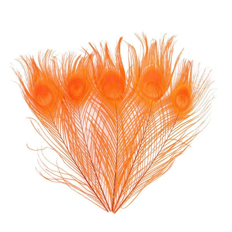 Orange 10 шт./лот, высокое качество, окрашивание павлиньих перьев, длина 25-32 см, 10-13 дюймов, красивое перо павлина, самодельные Украшения, декоративная фурнитура - Цвет: Orange