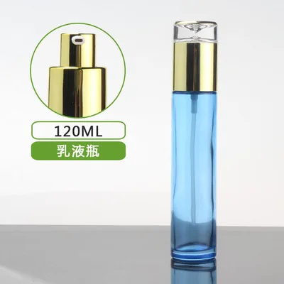 120ml lotion pump B 10 шт. Элегантный Голубой Стеклянный насос для лосьона/спрей бутылка с золотой акриловой крышкой, Высококачественная баночка с кремом для лица, инструмент для самостоятельного макияжа - Цвет: 120ml lotion pump B