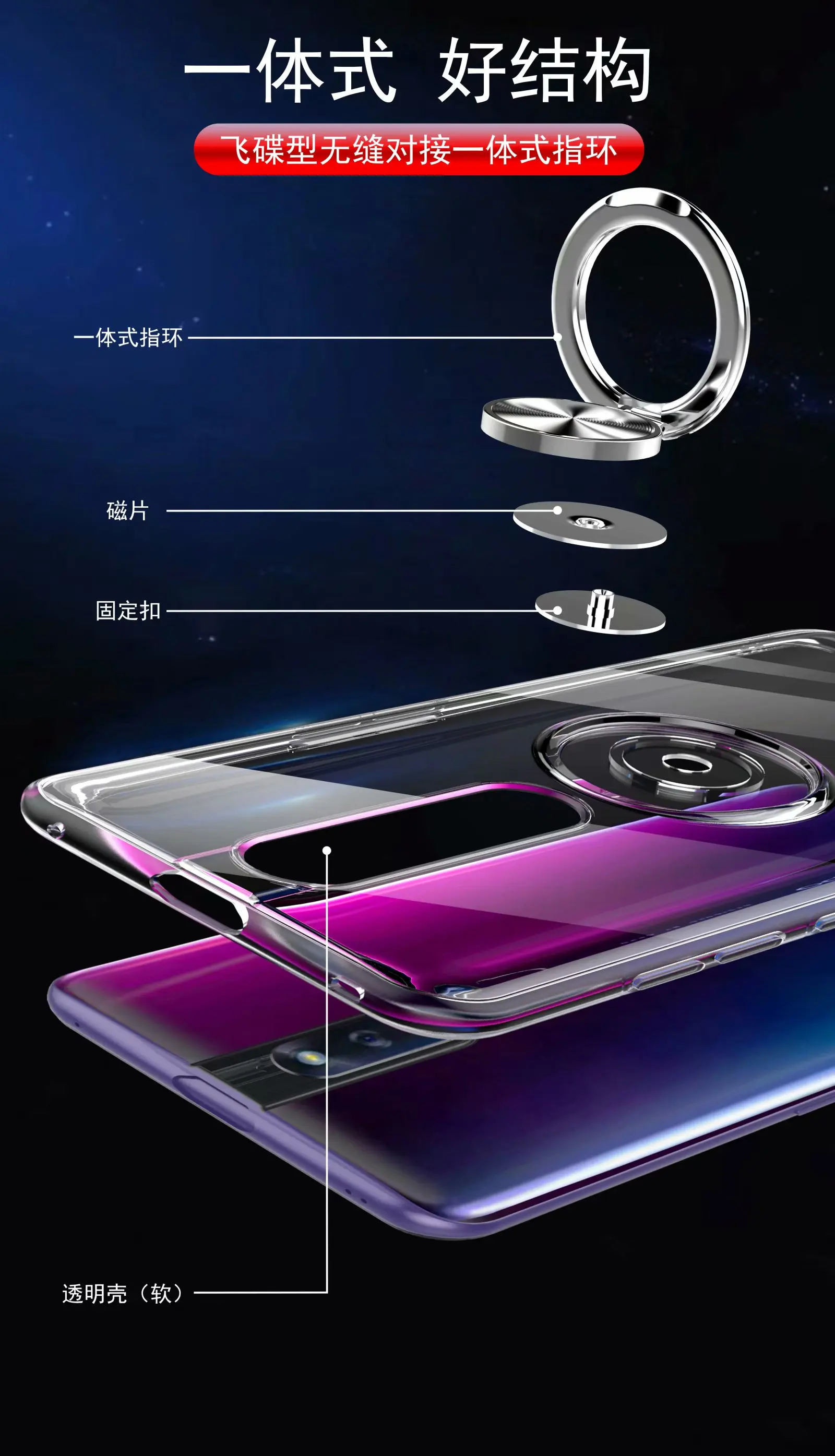 For OPPO F11 PRO Case With Ring Stand Magnet Soft Transparent Protective Back Cover case for oppo f9 f11pro full cover shell |