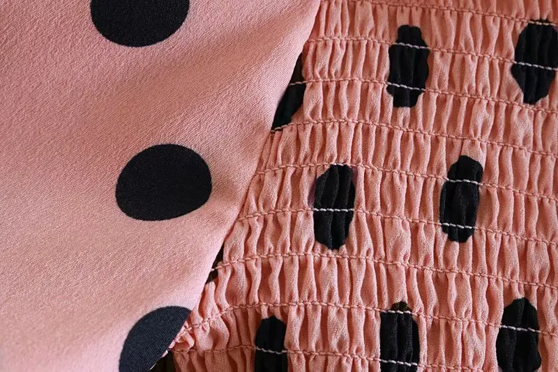 2019 красивые женские квадратным воротником в горошек с принтом эластичная блузка