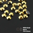 Прозрачные стразы JUNAO SS16 золотого цвета с горячей фиксацией, стразы с плоской задней частью DMC, железные Стразы с кристаллами для одежды и платья