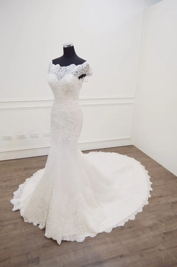 Mermaid Wedding Dresses 2018 Vestido De Novia casamento Boat Neck Short Sleeves Bridal Gowns bride wedding dress brautkleid NEW | Свадьбы и