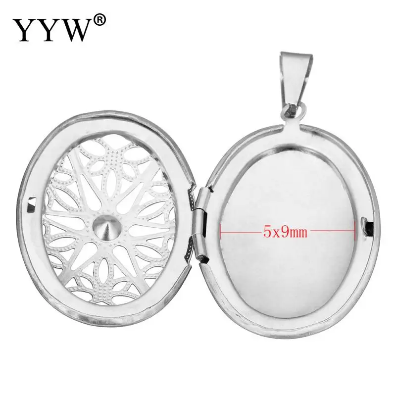 Винтажный серебристый ажурный Овальный цветочный узор YYW из нержавеющей стали