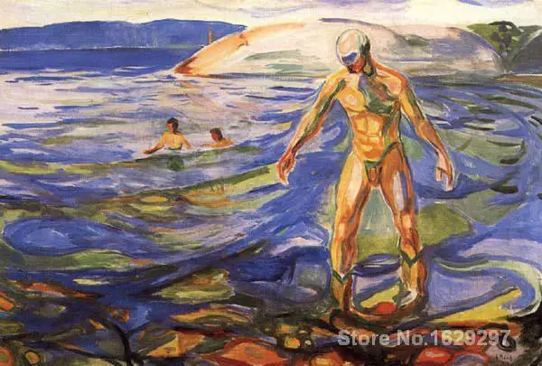 Современная живопись пейзаж купальный человек Edvard Munch высокое качество ручная