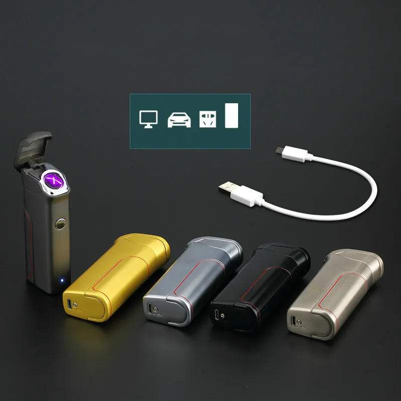 Новейшая двухдуговая Зажигалка USB ветрозащитная Электронная зажигалка для людей