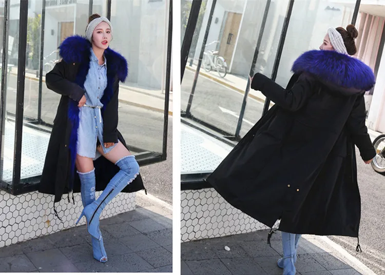 New Winter Jacket Women Coat Detachable 3 In 1 Outerwear Natural Real Raccoon Fur Collar Streetwear Parkas Casual Luxury