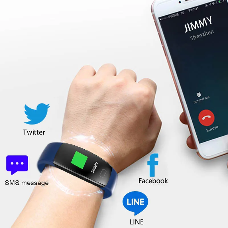 Цветной экран F64HR Bluetooth пульсометр смарт браслет IP68 Водонепроницаемый кровяное