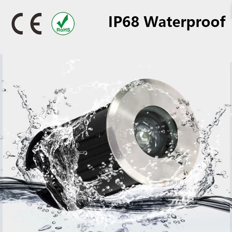 Водонепроницаемый уличный светодиодный подземный светильник IP68 1 Вт 3 наземный