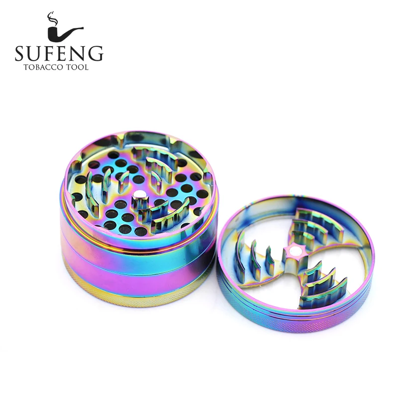 Hot Selling Fashion 63mm Rainbow Color Tobacco Grinder Creative Popular 4-Layer Ice Blue Fan Shaped Free Deliv | Дом и сад