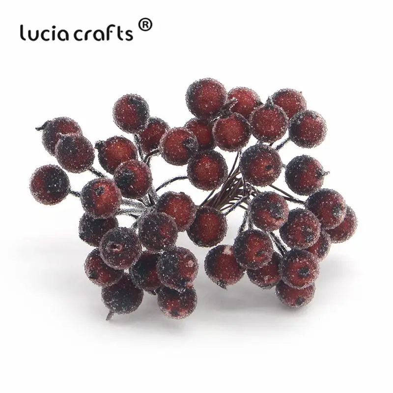 red coffee Lucia crafts 1 букет(40 голов) искусственный фруктовый цветок, ягоды, тычинки, декор для свадебной вечеринки, сделай сам, скрапбукинг, материал A0505 - Цвет: red coffee