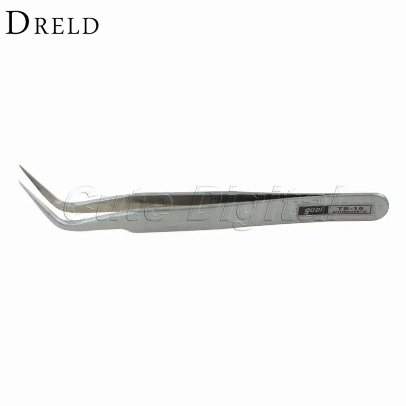 Антикислотный Изогнутый пинцет с тонким наконечником Стальные Щипцы инструмент