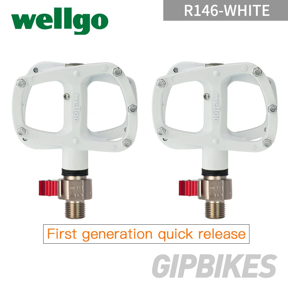 1nd generation WHITE Wellgo R146 БЫСТРОРАЗЪЕМНАЯ велосипедная педаль из магниевого сплава, материал корпуса MTB, ультра-светильник, педали велосипедные для шоссейного велосипеда 312 г - Цвет: 1nd generation WHITE