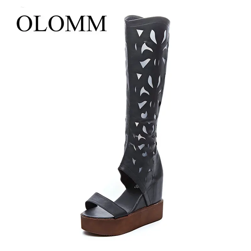 OLOMM net boots hollow belt with 2019 summer new thick-soled cool fish mouth fashion wild women sandals TT-247 | Обувь