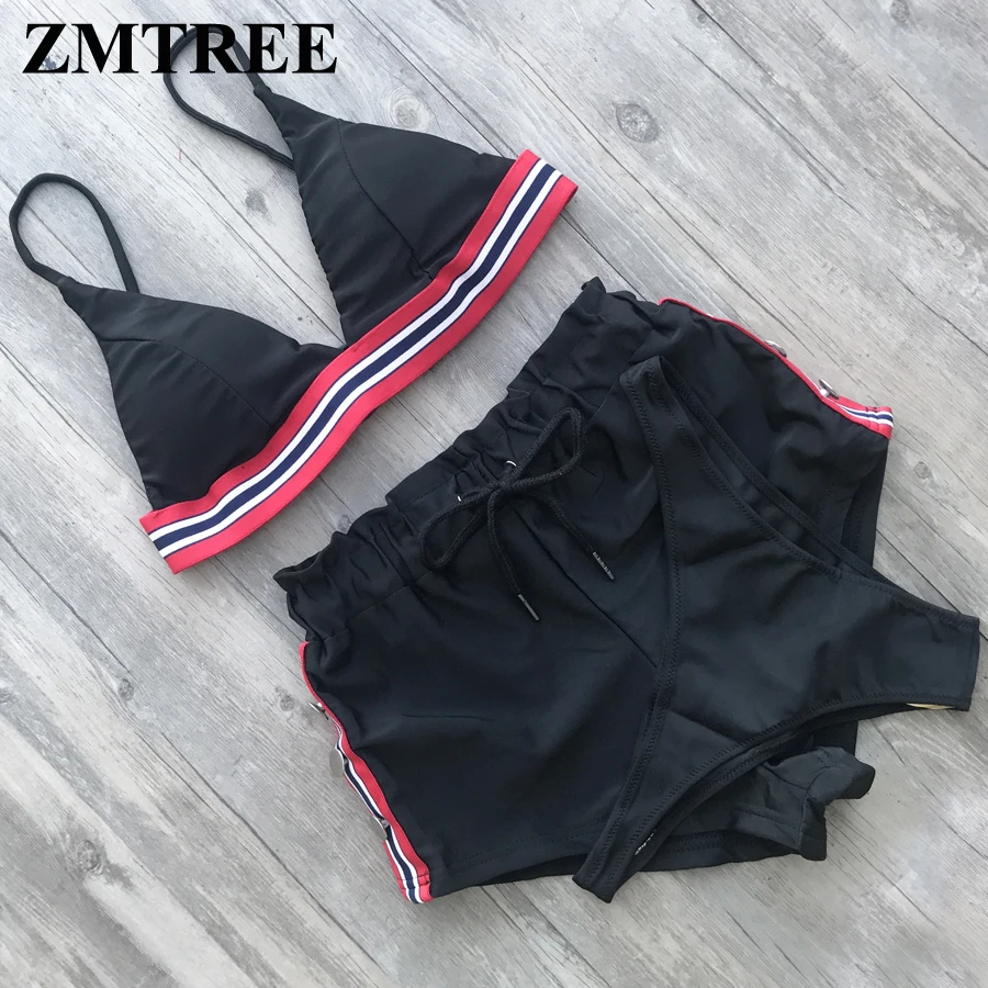 ZMTREE танкини купальники из трех частей комплект бикини с высокой талией