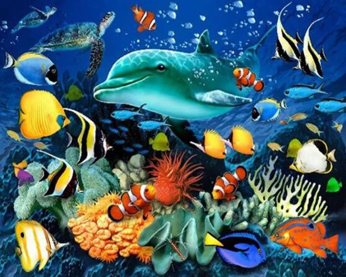 Алмазная картина большая рыба морская вода животное DIY 3D изображения для