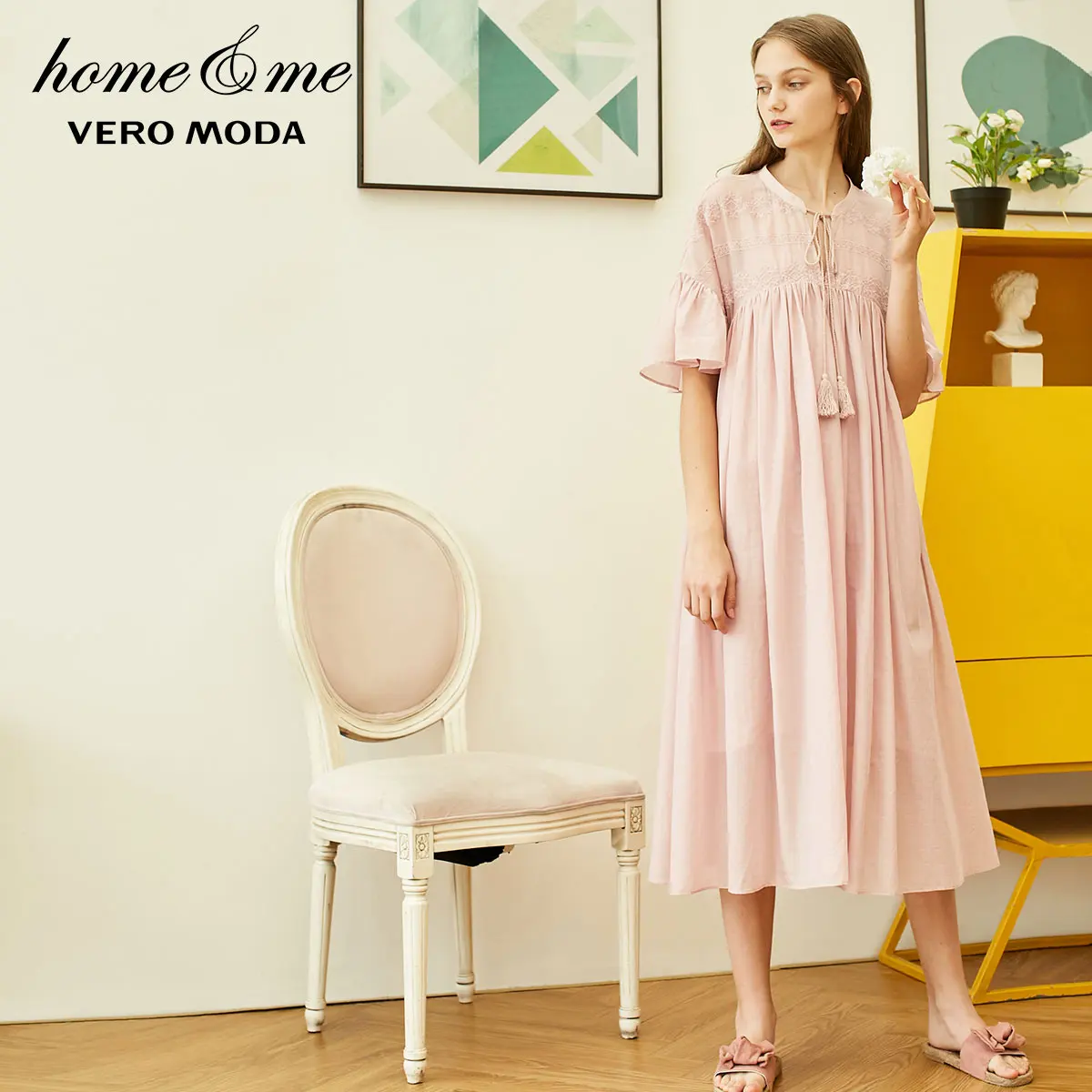Vero Moda Новое Женское Королевское Платье с вышивкой в национальном стиле с расклешенными рукавами удобное домашнее платье | 31917B508