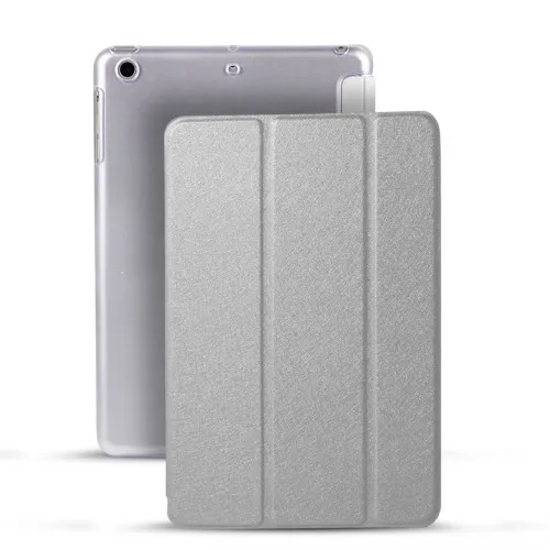 Серебристый Чехол для iPad Air 1 Air 2 9,7 дюйма, чехол из искусственной кожи, ультра тонкий, легкий, умный, прорезиненный чехол для нового iPad - Цвет: Серебристый