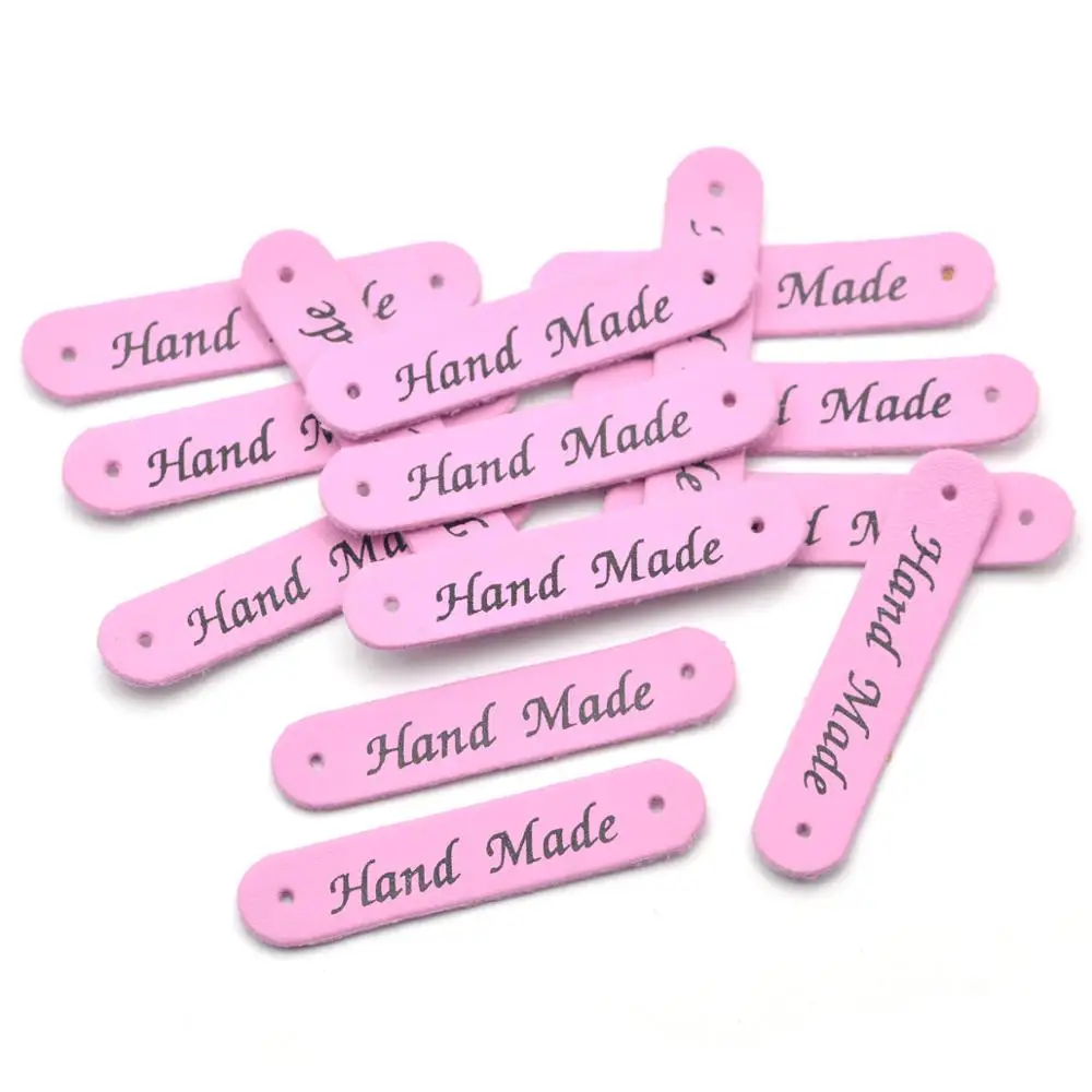 KALASO оптовая продажа 30 шт. розовые этикетки для одежды ручной работы из ПУ кожи