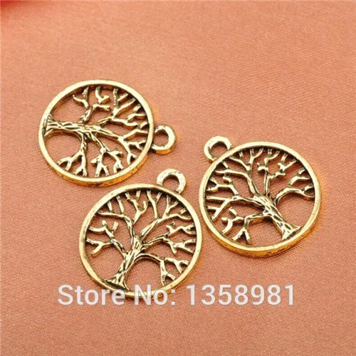 2015 New Arrival Free Shipping Small Tree Round Alloy Pendants*10(Gold)(10Pc)|alloy manufacturer|alloy minialloy metal |
