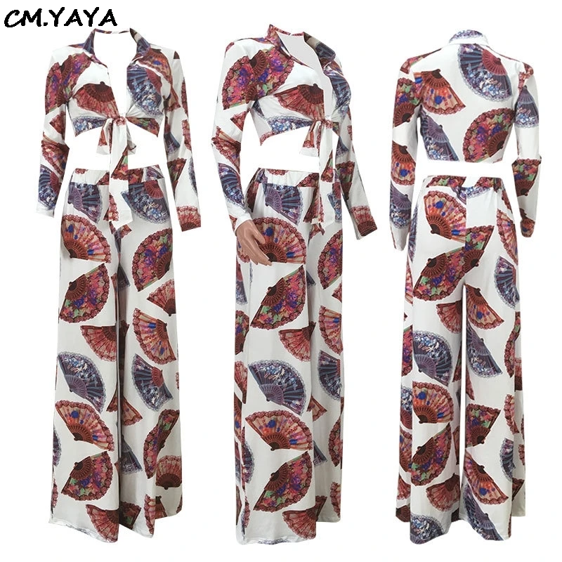 Женский сексуальный принт с длинным рукавом Завязывающийся Топ прямые свободные