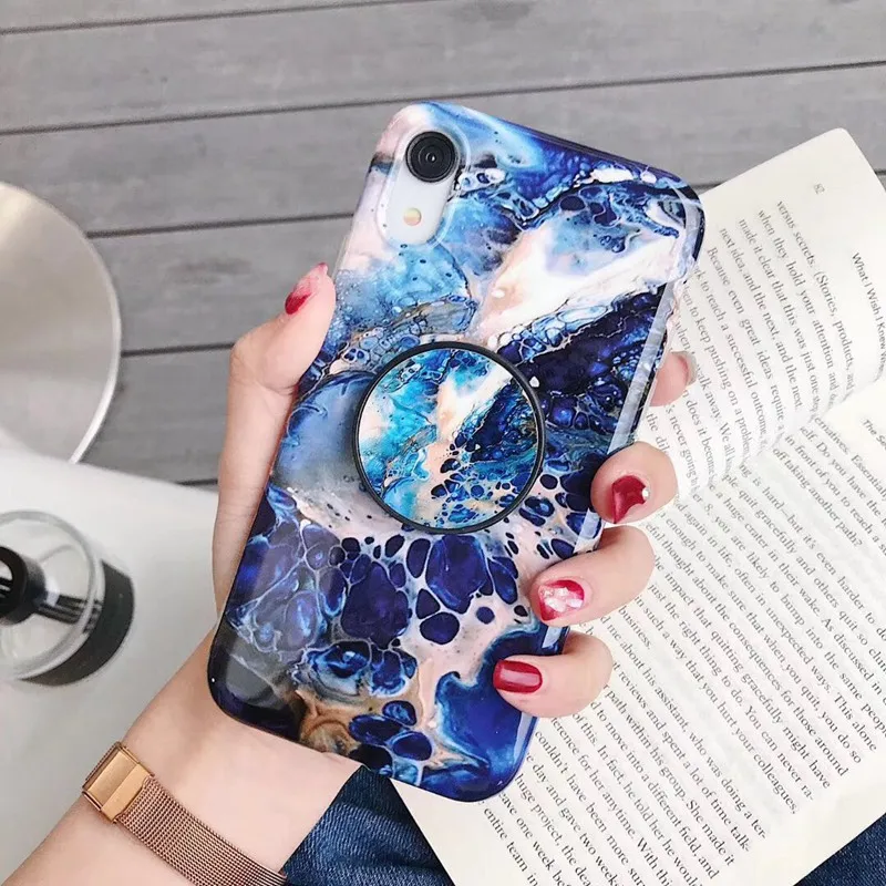 Marble Folding Bracket Case for Iphone X S XR MAX Cases IPhone 7 8 6 6s Plus 8plus 7plus Phone Back Cover Coque Capa |