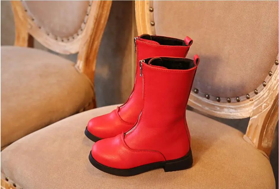 Кожаные ботинки для девочек; Chaussure Enfant; детские ботинки; зимняя обувь для мальчиков и девочек; детские резиновые сапоги; высокие сапоги из искусственной кожи