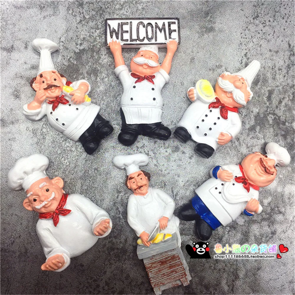 

4*6 cm 3D Resin Handmade Europe Travel Souvenirs Fridge Magnet Kitchen Chef Bakers Refrigerator Magnetic Sticker Home Decoration