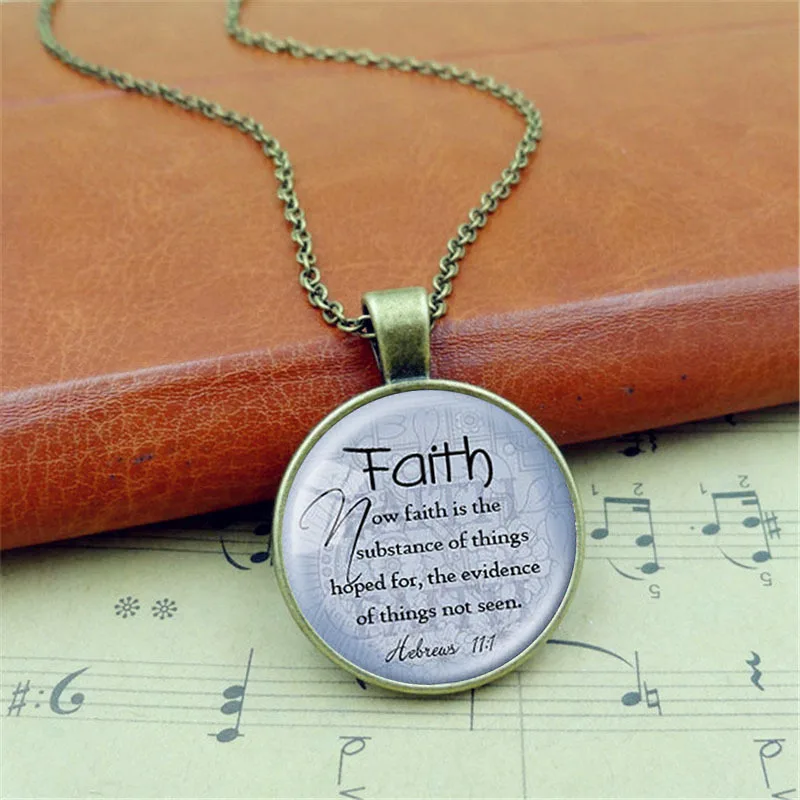 FLSUNSHINE FAITH ЕВРЕЯМ 11:1 кулон Библии украшение с цитатой золотой крест Цепочки и