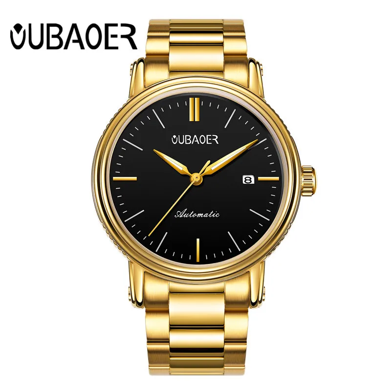 OUBAOER Automatic Mechanical Men Watch Top Brand Luxury Stainless Steel Mens Watches Military Sport Skeleton Male Clock Hot | Наручные