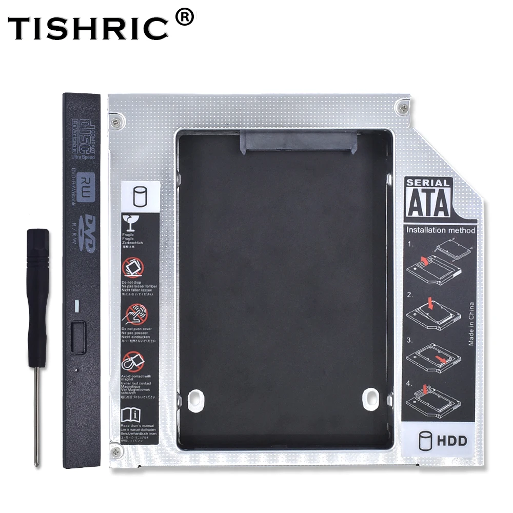 Алюминиевый переходник TISHRIC для установки второго жесткого диска 12 7 мм IDE к SATA 3 0 2
