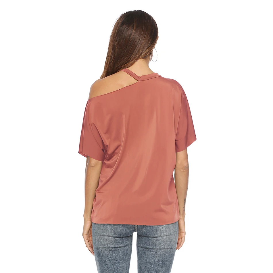 Bayboad 2019 Spring Summer Hot Sale Short Sleeve Solid Color Off The Shoulder O-neck Halter Casual Sexy Women's T Shirt Tops | Женская