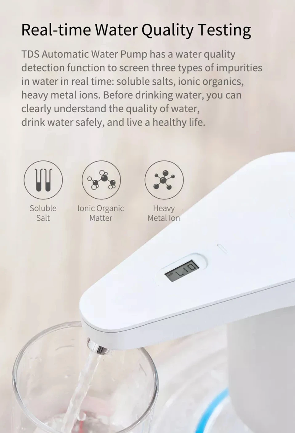 Xiaomi XiaoLang TDS автоматический сенсорный выключатель водяной насос мини беспроводной Перезаряжаемый Электрический диспенсер водяной насос для кухни