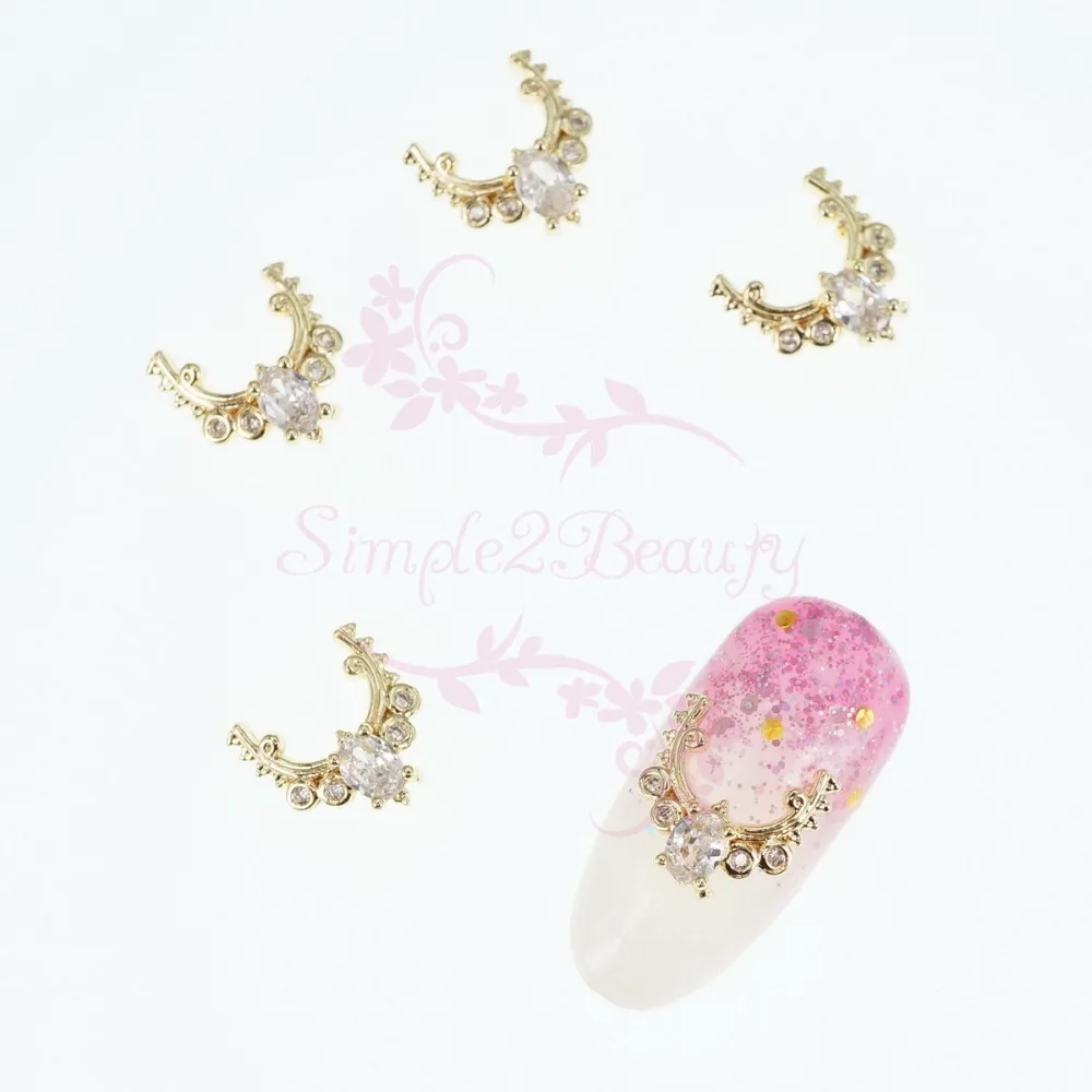 10pcs/Lot Lace Edge U Shape Necklace Design Clear Crystal Zircon Rhinestones Decor Nail Art Manicure Charms Jewelry Accessories | Красота и