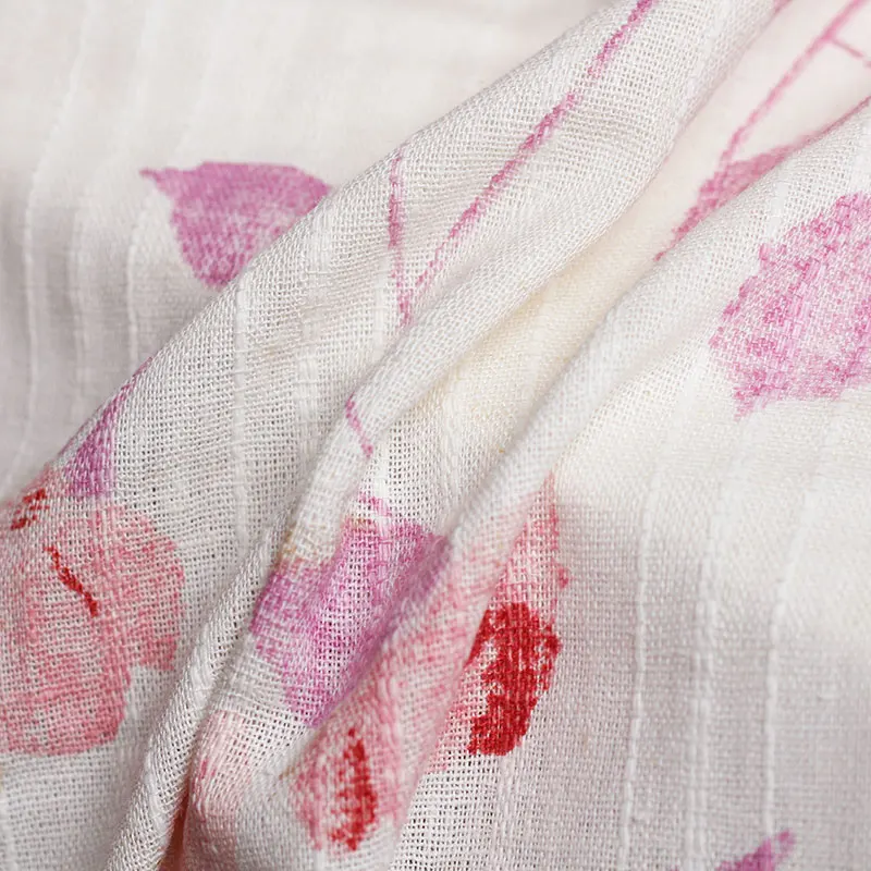 Pearlsilk розовая китайская роза с принтом 100% льняное женское весеннее платье ткань