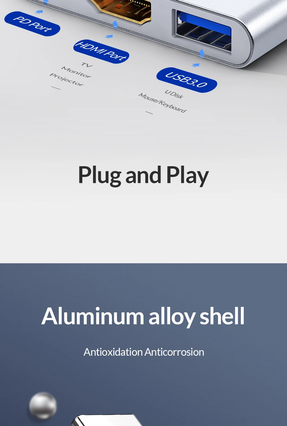 Unnlink USB C к HDMI адаптер типа C к HDMI USB3.0 PD UHD4K Thunderbolt3 для MacBook Galaxy S10/S9/S8 Dex mate 20 P20 P30 переключатель