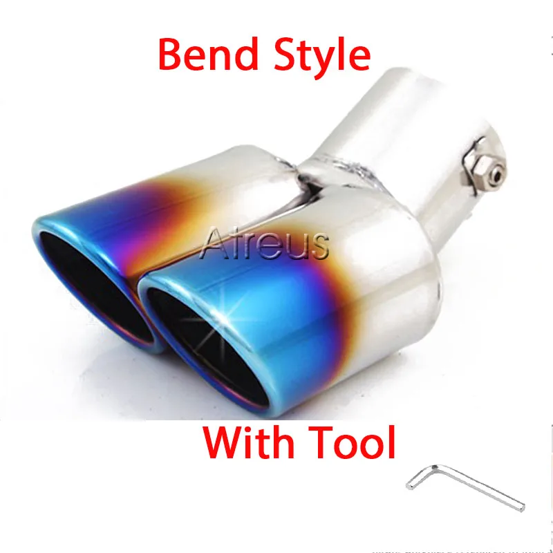 YB bend blue Автомобиль Близнецы задний выхлопная труба сопловой глушитель модификация наконечника Для Kia Rio 2012 2013 Soul Forte аксессуары - Название цвета: YB bend blue
