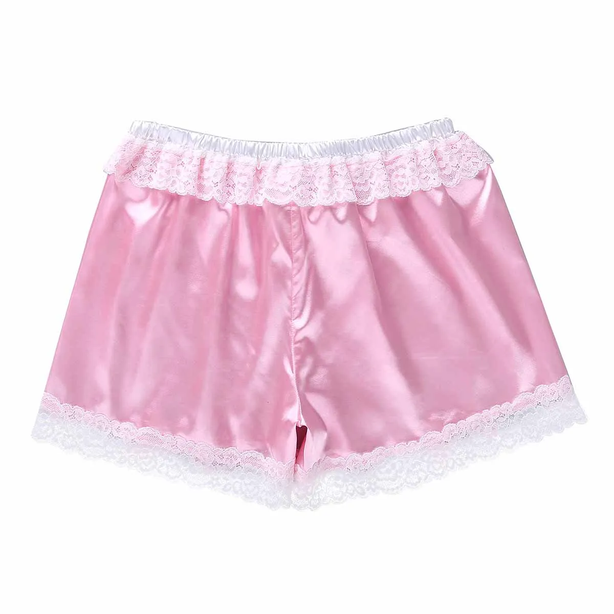Новейшее Мужское нижнее белье SISSY блестящее мягкое сатиновое цветочное кружево, цветок, роза с бантами свободные боксеры шорты трусы для сна нижнее белье