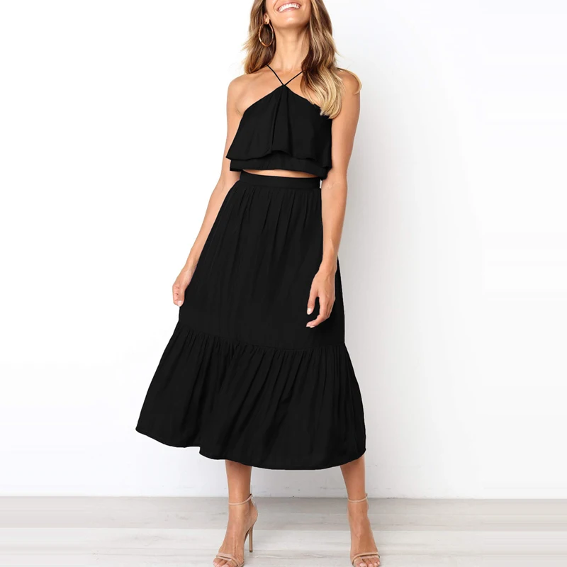 Повседневный комплект из двух предметов топ без рукавов с открытой спиной