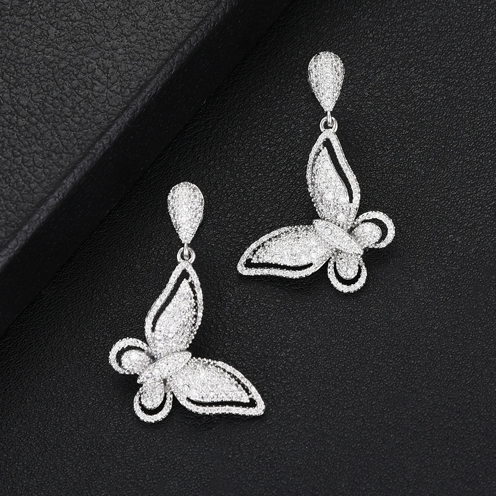 

SisCathy 4PCS Cubic Zircon Butterfly Jewelry Sets For Women Necklace/Bracelet/Earrings/Ring Wedding Bridal Jewelry Sets