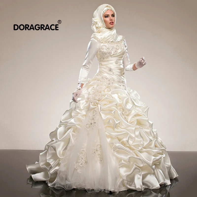 Бальное платье Doragrace с аппликацией из бусин свадебные платья мусульманские тафты