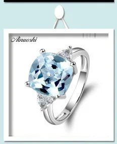AINUOSHI Природный Голубой топаз обручальное свадебное кольцо 1.25ct круглая огранка стерлингового серебра 925 пробы женское ювелирное Винтажное кольцо с полосами