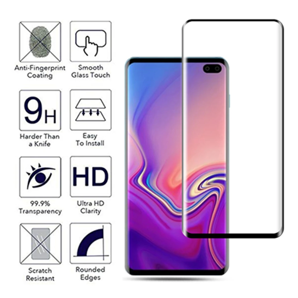 10D полное изогнутое закаленное стекло для samsung S10 S9 S8 plus S6 S7 Edge A9 2018 S10e lite Защита