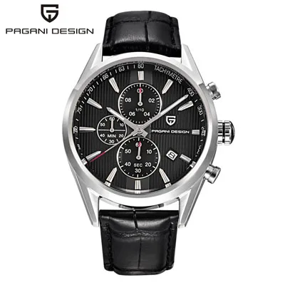 leather black B Люксовый бренд PAGANI Дизайн хронограф бизнес часы для мужчин водонепроницаемый 30 м японский движение мужчин t кварцевые часы для мужчин reloj hombre - Цвет: leather black B