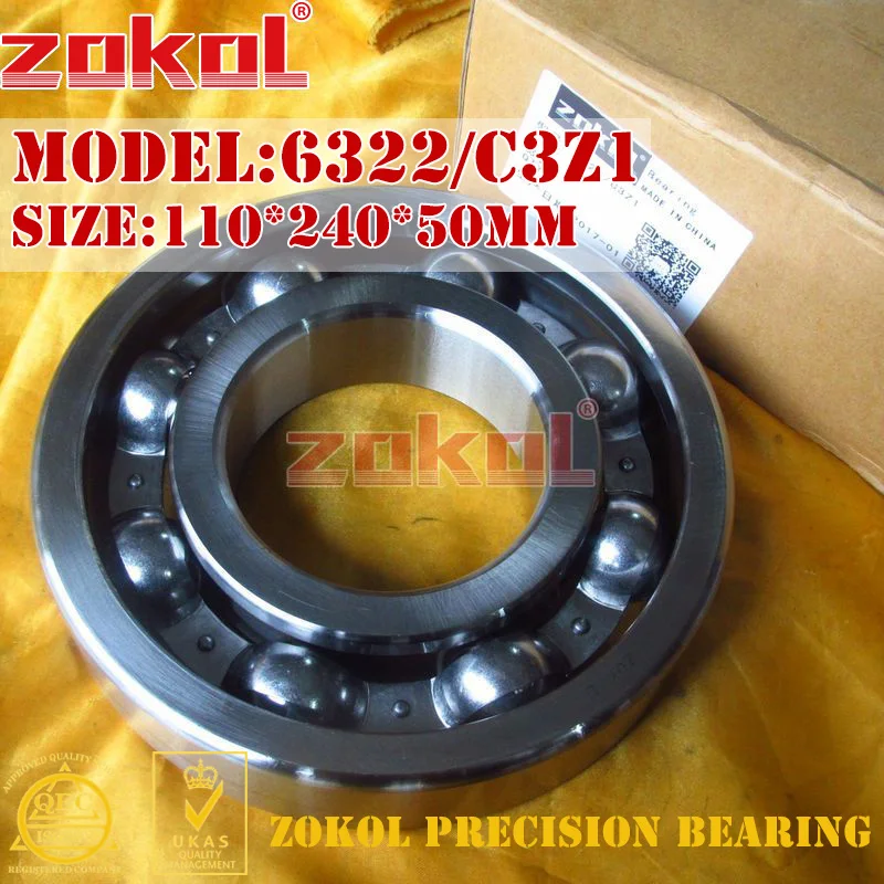 Подшипник zokol 6322 C3Z1 3G322/Z1 радиальный шаровой подшипник 110*240*50 мм|bearing bearing|bearing