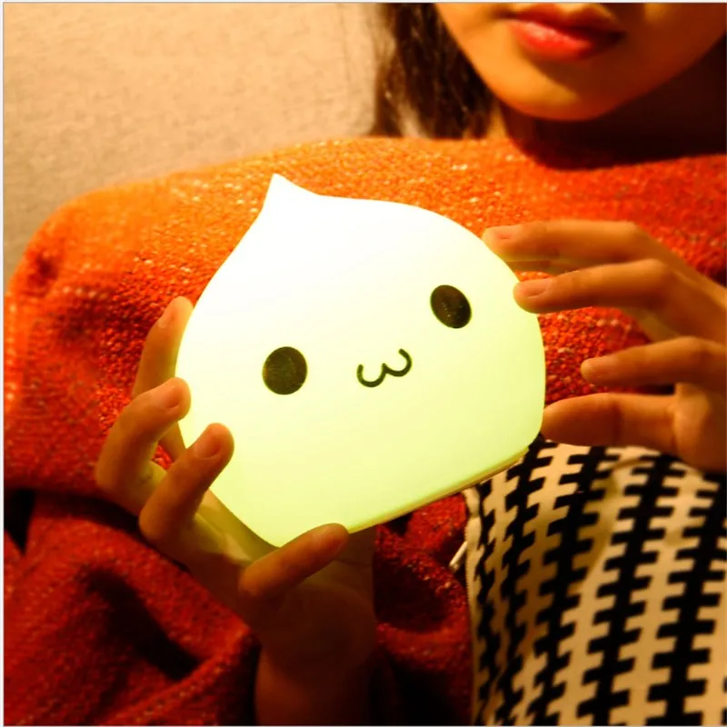 Милая силиконовая Ночная лампа с каплями воды новинка светодиодная сенсорным