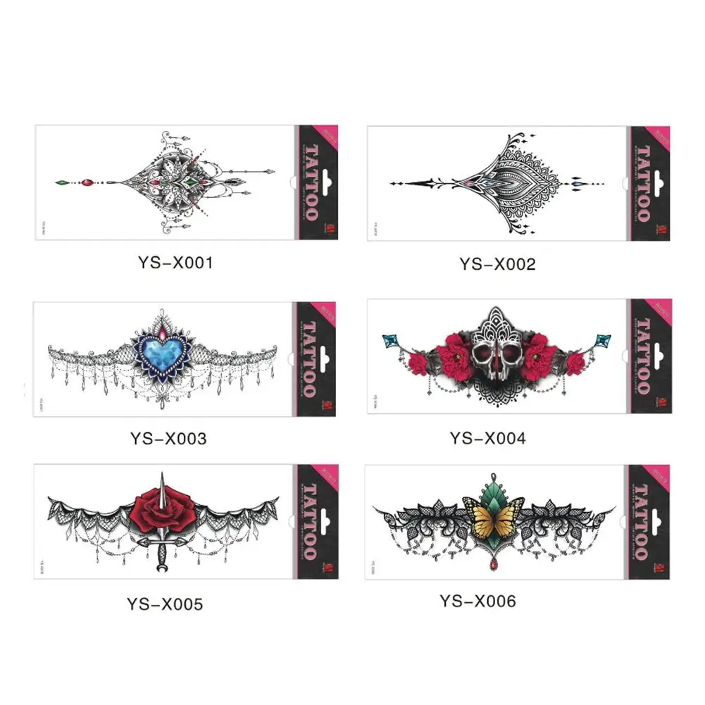 Водонепроницаемые Временные татуировки на груди сзади красочные сексуальные